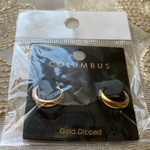 Columbus Gold Dipped Small Hoop Earrings Made with Brass